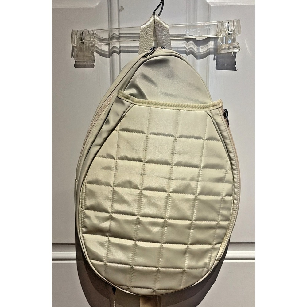 Rejolly Quilted Tennis Sling Crossbody In Beige